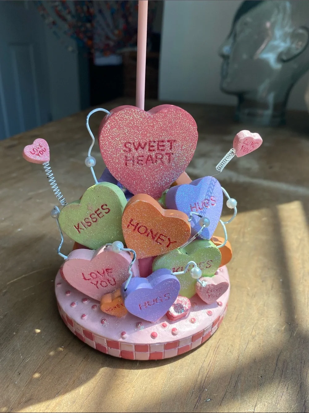 Pink Heart Candy Conversation Tealight Holder